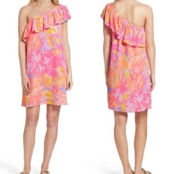 LILLY Pulitzer | Emmeline One Shoulder Dress in Sun Splashed Print | Size XS - Picture 7 of 16